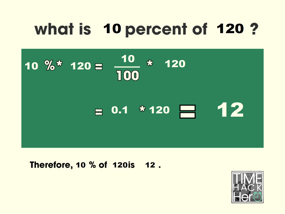 What is 10 Percent of 120 = 12 [With 2 Solutions]