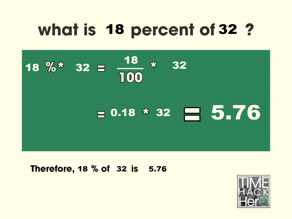 What is 18 Percent of 32 =5.76[Solved]