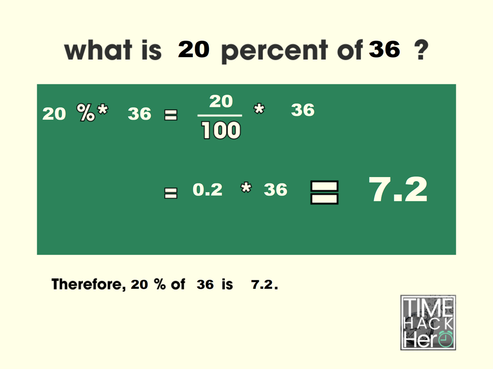 What is 20 Percent of 36 =7.2[Solved]