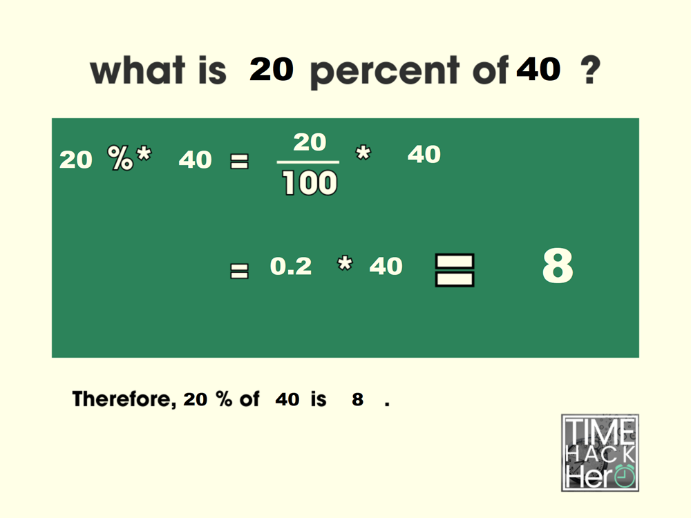 What is 20 Percent of 40 =8[Solved]