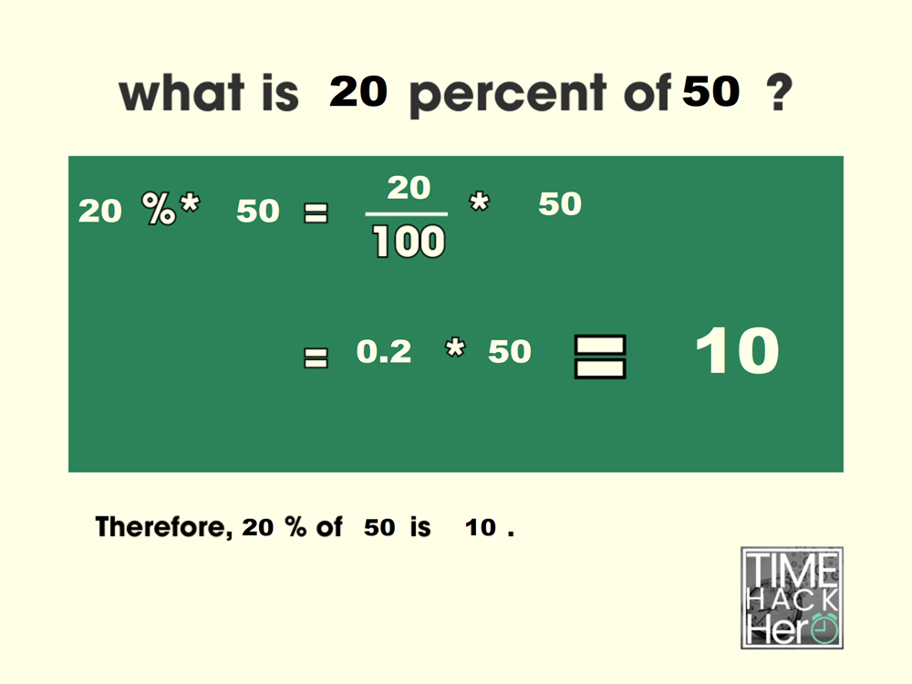 What is 20 Percent of 50 =10[Solved]