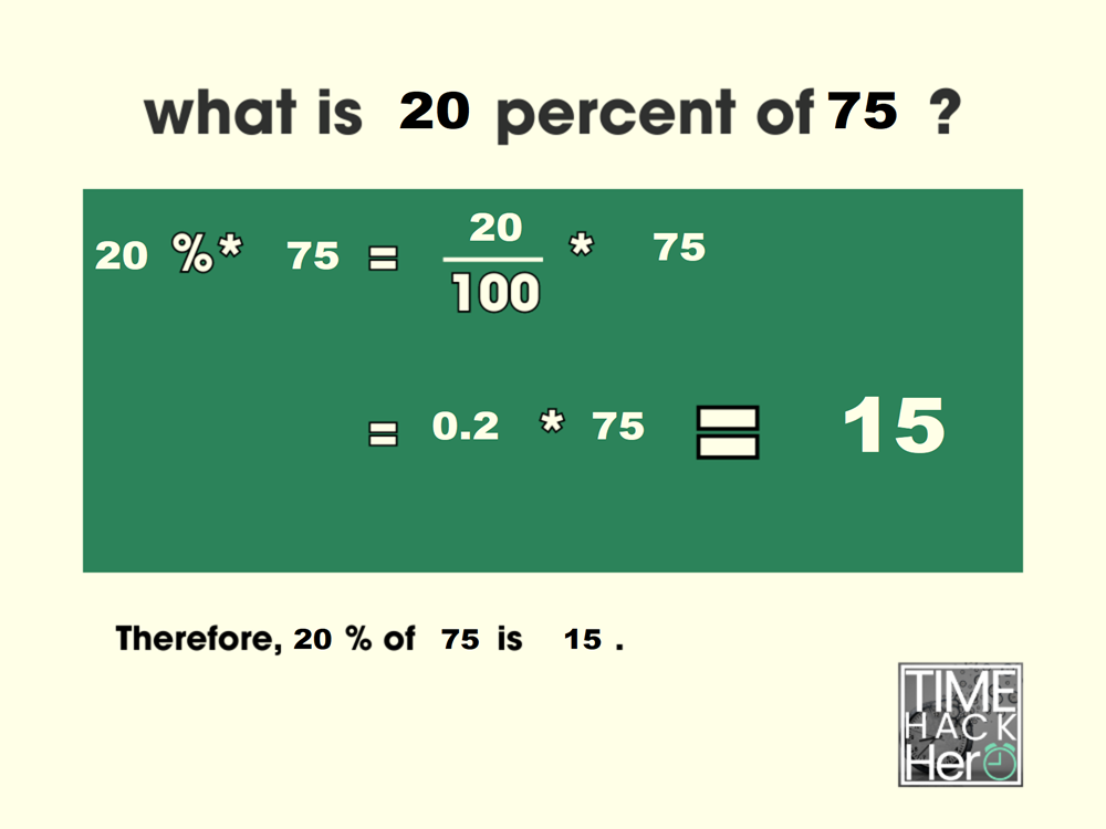 What is 20 Percent of 75 =15[Solved]