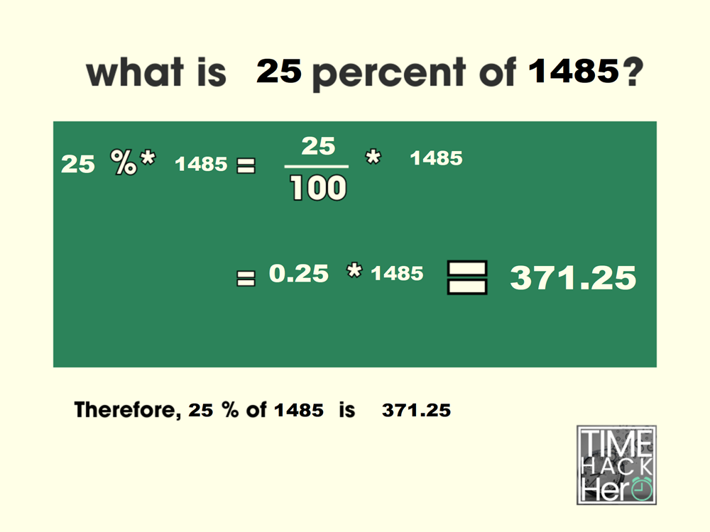 What is 25 Percent of 1485 = 371.25 [With 2 Solutions]