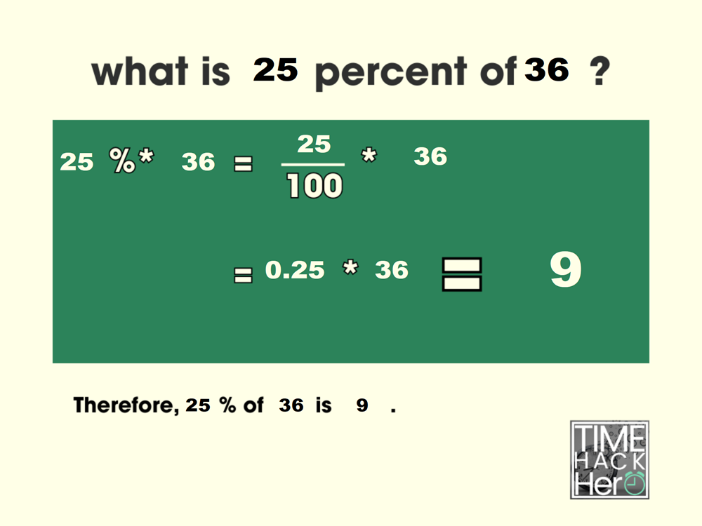 What is 25 Percent of 36 =9[Solved]
