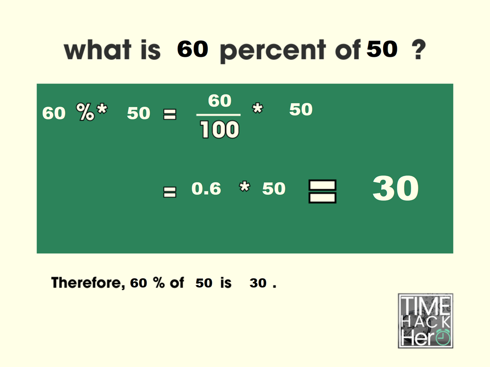 What is 60 Percent of 50 =30[Solved]