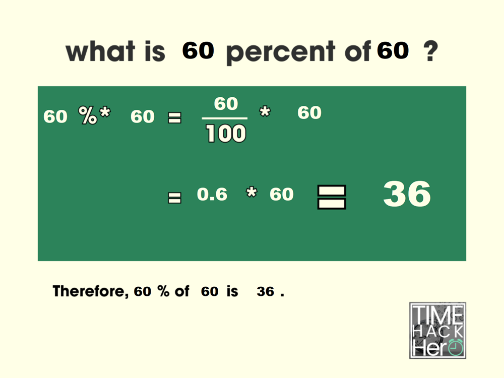 What is 60 Percent of 60 =36[Solved]